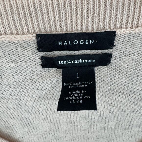 Halogen Sweater Womens Large Pink 100% Cashmere V Neck Knit Pullover Long Sleeve - Picture 3 of 8